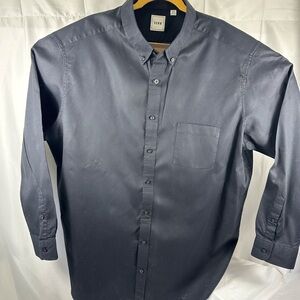 Rown 3XL Big and tall Black long sleeve button up front dress shirt